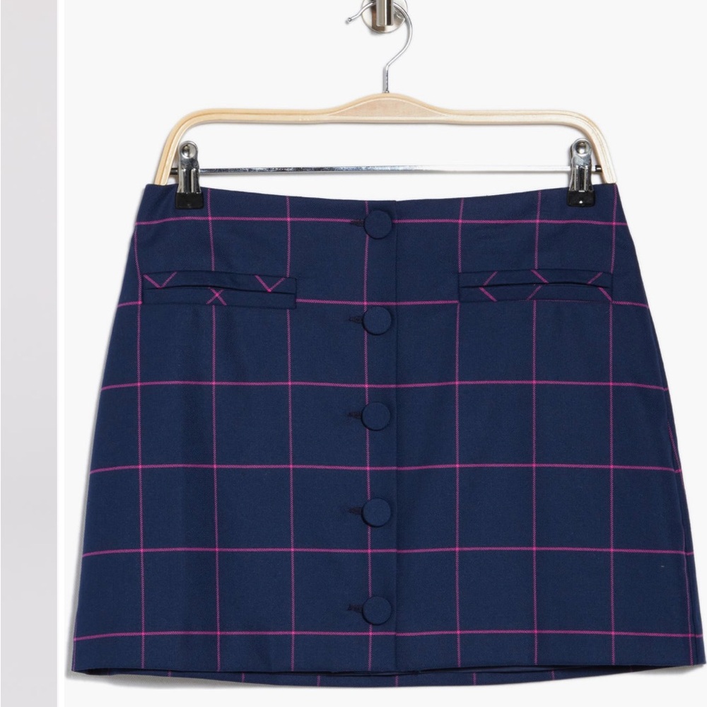 Trina Turk Navy Blue plaid skirt